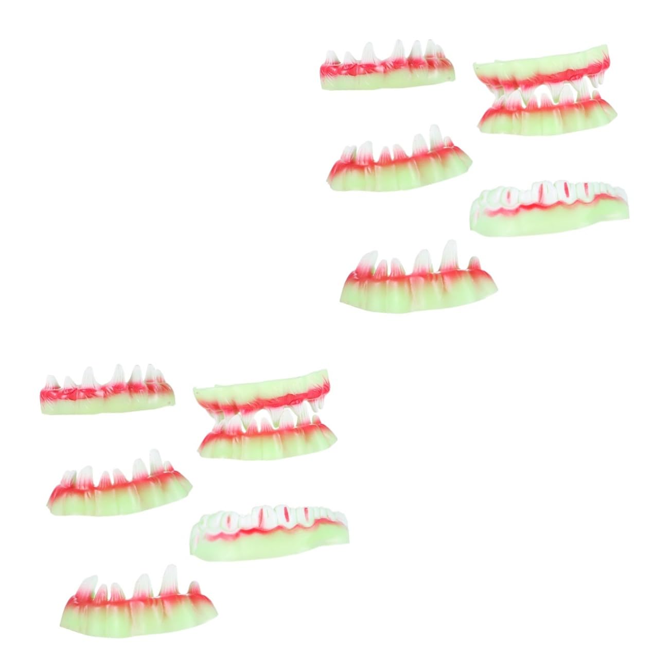 minkissy 2sets Zombie Fiend Dentures Teeth Halloween Decorate Fake Teeth for Masquerade Ball 5pcs*2
