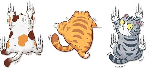 Three Cats Funny Scratch Decal Sticker For Bumper, Truck, Motorcycle, Wall, Window (Medium, Style 01) #TOP1