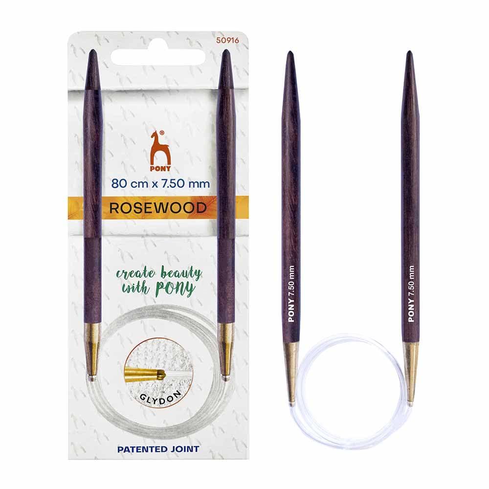 Pony Rosewood Circular Knitting Needles 80cm 7.5mm - 1 Piece