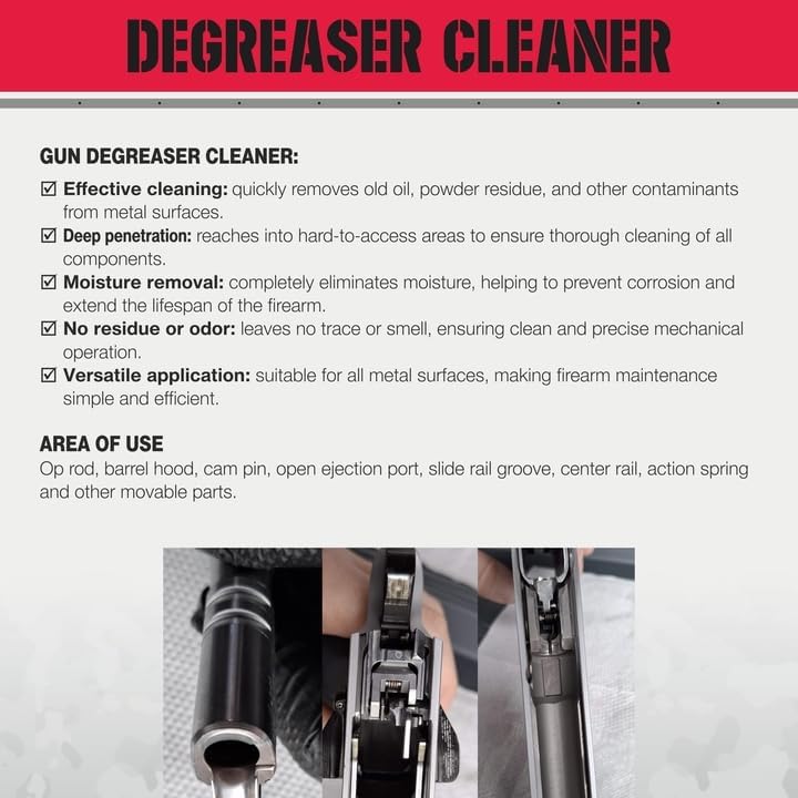 Gun Care Bundle – Includes Gun Oil (200 ml), Gun Cleaner (150 ml), Bore Cleaning Foam (200 ml), and Degreaser (200 ml)