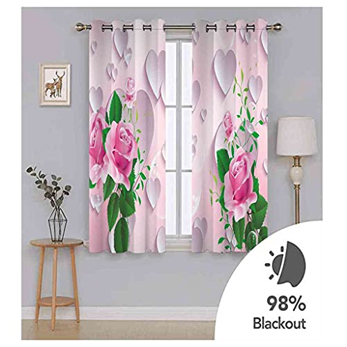 Rideau occultant à oeillets rose thermique isolant phonique lot de 2