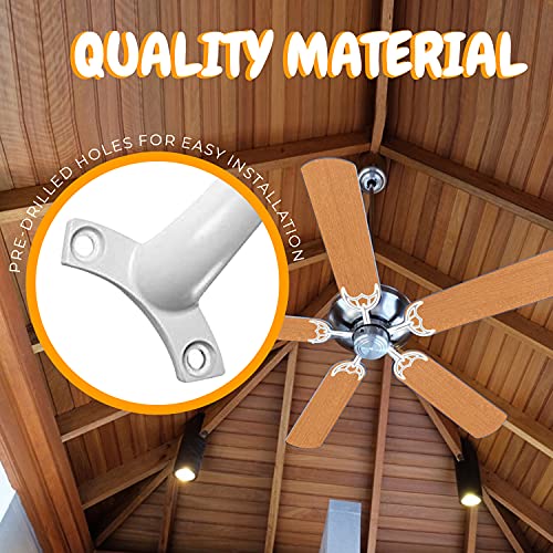Ohlectric Ceiling Replacement Fan Blade Arms - Perfect For Fitting With 52 Inch Fan Blades - Easy Installation - Mounting Instruction Hardware Included - Matte White Arms - Set Of 5 - Ol-45378 #TOP2