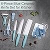 Kitchen Ceramic Knife, 6 Pieces Blue Ceramic Knife Set for Kitchen With Block, Rust Proof & Stain Resistant, Ultra Sharp Cooking Knife Set with Ceramic Peeler & Scissors for Home Restaurant (Blue)