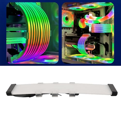 Kabel Zasilacza ARGB, Kabel ARGB PC do Przedłużacza Zasilania Płyty Głównej, 5V 3-pinowy, Zginany Silikonowy Przedłużacz Zasilania ARGB do Procesora (X8 Flat (dla pojedynczego
