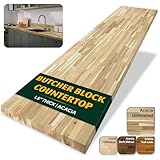 60 x 25 x 1.5 Acacia Butcher Block Countertop, Unfinished Solid Wood Butcher Block Table Top for DIY Washer Dryer/Kitchen/Workbench