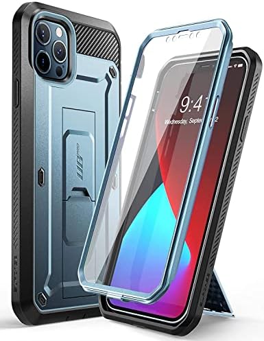 SupCase Unicorn Beetle Pro Series Case for iPhone 12 Pro Max (2020 Release) 6.7 Inch, Built-in Screen Protector Full-Body Rugged Holster Case(Cerulean)