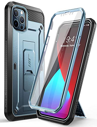 Supcase Unicorn Beetle Pro Series Case For Iphone 12 Pro Max (2020 Release) 6.7 Inch, Built-In Screen Protector Full-Body Rugged Holster Case(Cerulean) #TOP6