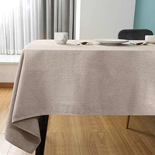 SEASHORE TREE Rectangle Table Cloth – Wipe Clean Tablecloth, Thick Faux Linen Waterproof Table Cover for Dining Room, Kitchen, Home, or Restaurant, Beige 118.1 x 57.1