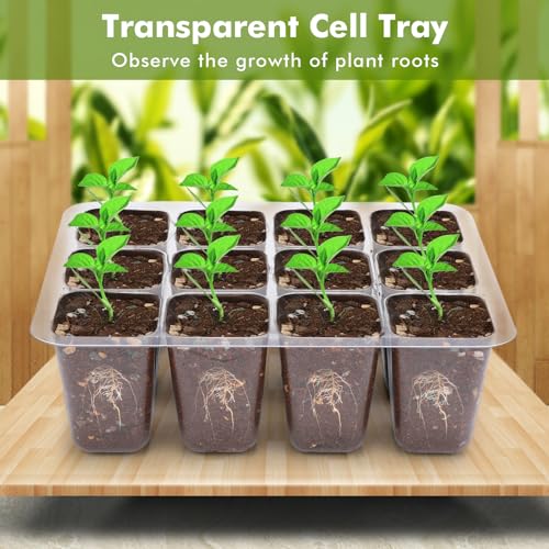 Seed Starter Tray,10 Packs 120 Cells Self Watering Seedling Starter Trays with Adjustable Humidity Domes, 4.25 inch Taller Seed Starter Kit with Heightened Lids for Greenhouse & Gardens - Thumbnail 4