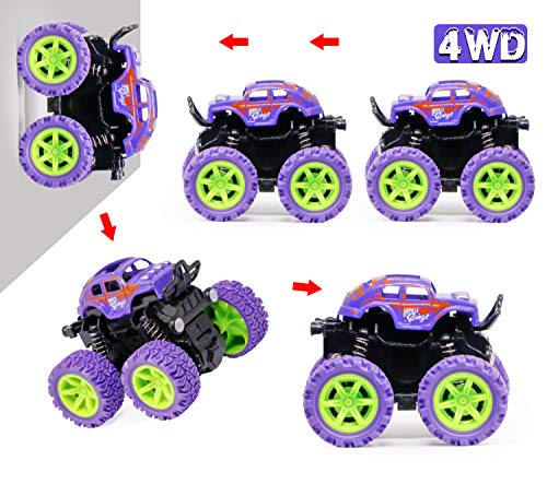 Image of Zest 4 Toyz Unbreakable Toys 4Wd Mini Monster Trucks Diecast Inertial 360 Degree Rotating Off-Road Climbing Vehicle| Toy Car For Kids (Set Of 4),Multicolor