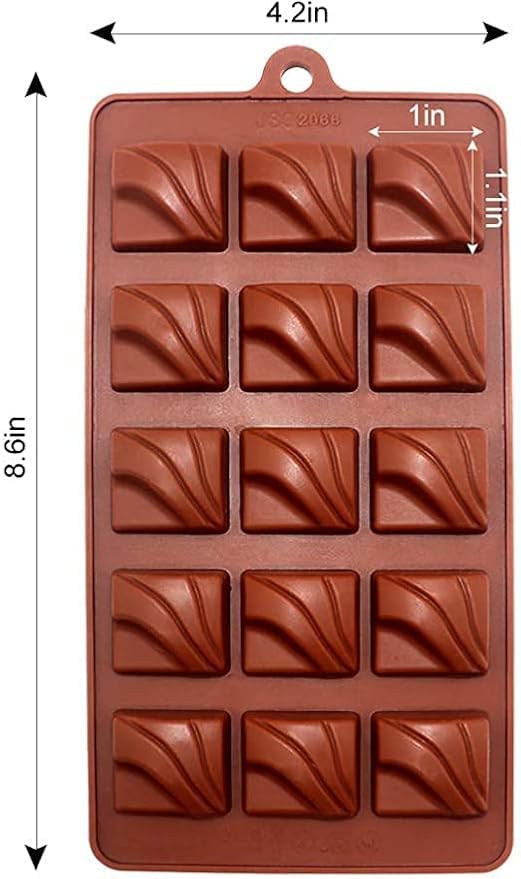Image of ARTO Zigzag Wave Silicone Chocolate Mould | 15 Cavity Fan Design Tray | Unique Abstract Shape for DIY Modern Chocolates & Cake Decor | Non-Stick Baking Mould (Brown)