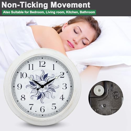 OCEST Metall Großes Nachtlicht Außenuhr Wasserdicht, 15 Zoll Leise Outdoor Indoor Uhr Beleuchtete Wanduhr Batteriebetrieben für Garten Pool Terrasse Wohnzimmer Dekorativ
