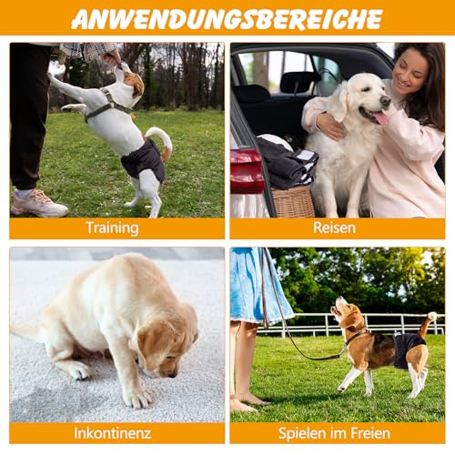 3 Stück Wiederverwendbare Hundewindeln, Verdickte Hochsaugfähige Läufigkeitshose für Hündinnen Waschbare Hundewindel Hundehöschen Windeln für Hunde Läufigkeit Inkontinenz Lange Reisen (40-50cm, M)