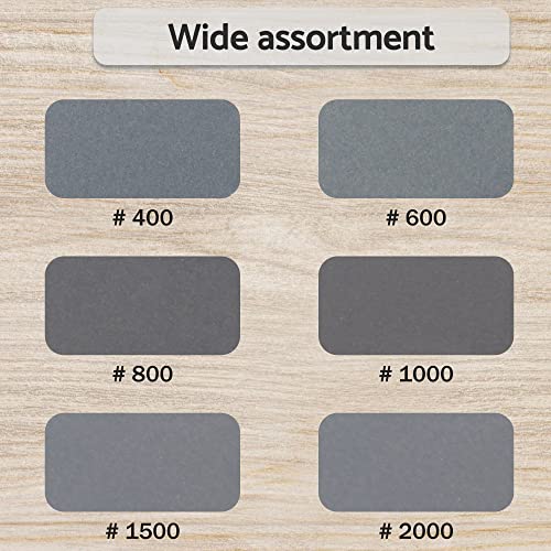 S&F Stead & Fast 60Pcs 5 Inch Sanding Discs Hook & Loop 8 Holes Wet Dry 400 600 800 1000 1500 2000 Grit Orbital Sander Sandpaper With Tack Cloth, Silicon Carbide Round Flocking Sandpaper #TOP3