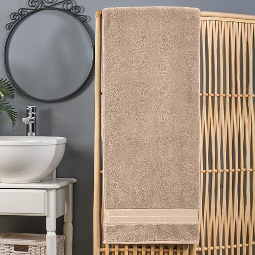 Image of Elegant Comfort Three Line Popcorn Extra Large Luxury Bath Towel - 40 inch x 80 inch inch, Premium Hotel Spa Quality 1 Piece Oversized Bath Sheet 100% Turkish Cotton Super Soft Highly Absorbent, Tan