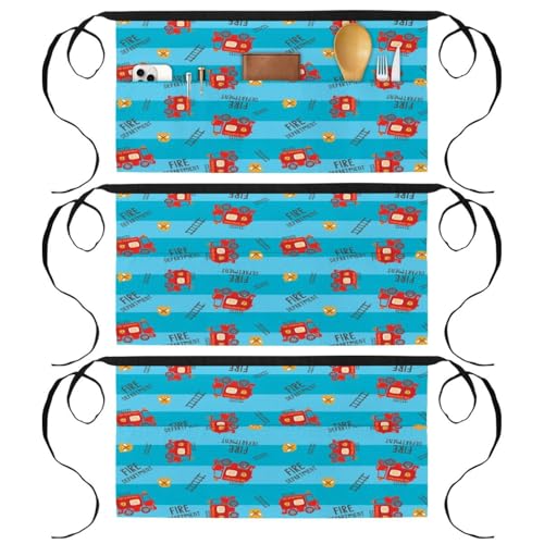 Lot de 3 demi-tabliers courts avec 3 poches pour cuisine et bistrot