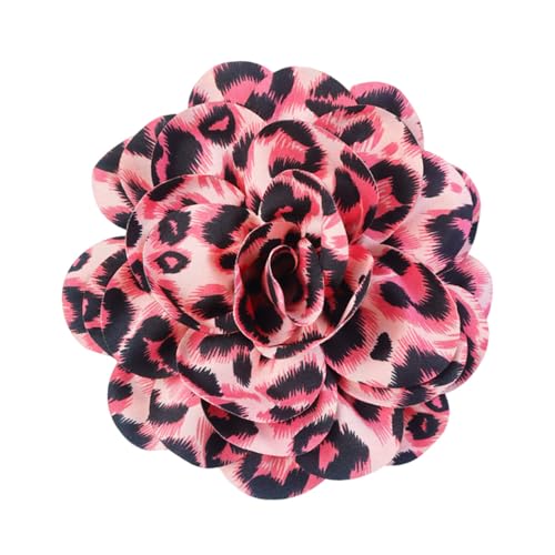 Image of Dainty Fabric Leopard Rose Flower Large Brooch Lapel Pins Handmade Big Flower Brooches Pin Classic for Women Wedding Party Dance Banquet Dress Suit Clothes Accessories Jewelry Gifts 190mm