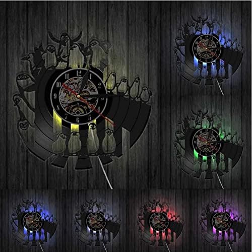 The Cartoon Penguines of Madagascar Vinyl Record Silent nt Nursery Baby Bedroom Watch LED Lighting