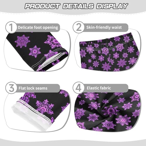 senya Girls Printed Leggings Yoga Pants Purple Snowflake Pattern for Kids in 4t to 10 Years, 4T3