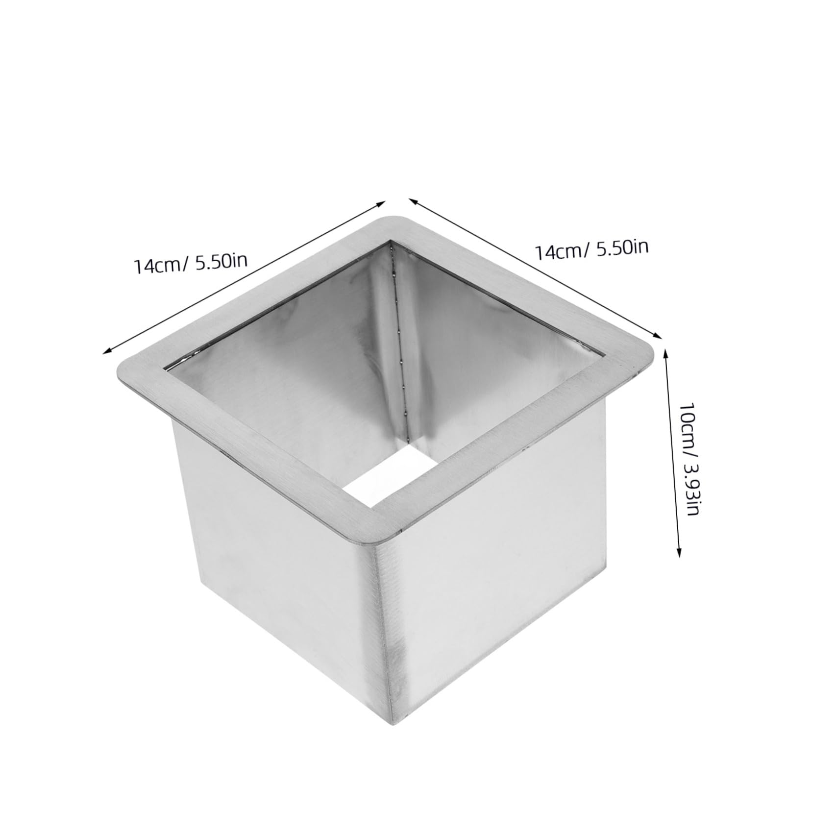 Passe-poubelle Carré en Acier Inoxydable Argenté, Encastrable | Cuisine et Zones Humides, Nettoyage Facile, Retrait Rapide, Finition Argentée