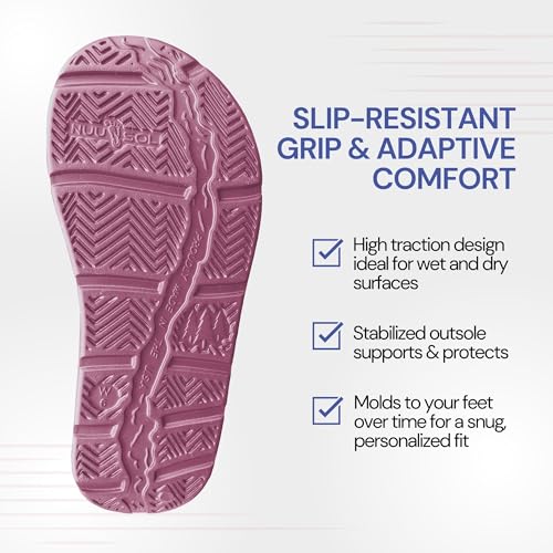Image of NUUSOL Unisex Cascade Flip Flops; Non-Slip Hiking /Plantar Fasciitis Footwear; Soft Cushion, Lightweight & Comfortable; Arch Support & Textured Footbed, Pain Relief for Joint, Neck & Back Injuries