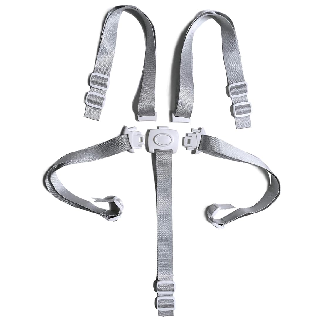 Cintura Di Sicurezza Passeggino Universale - Regolabile, 5 Punti, Anticaduta, Con 2 Ganci (Bianco) - Foto 10