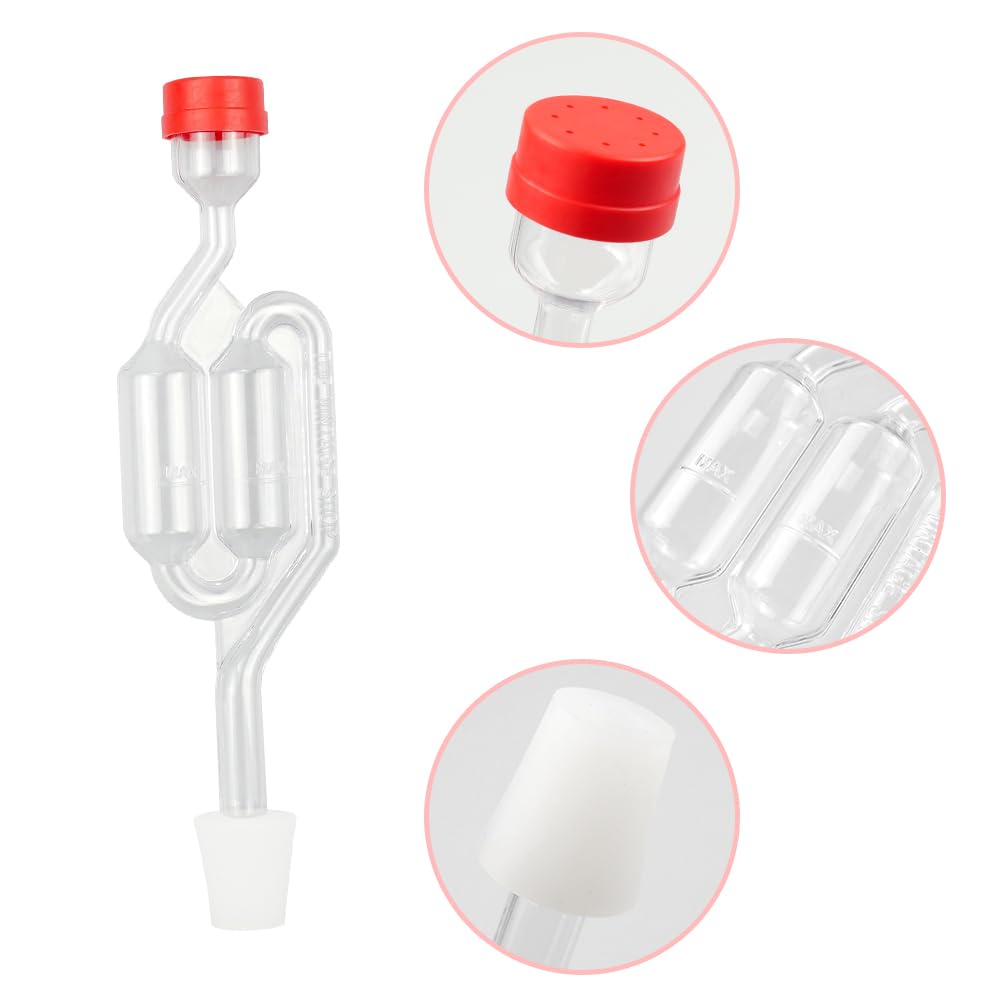 Mocrop 4 Stück Gärröhrchen Gärset, Gärspund Gummistopfen Mit Deckel ärspund mit 4 Gummistopfen Verschlusskappe für Reine Saftgärung, Brauen von Bier,Wein, Kimchi