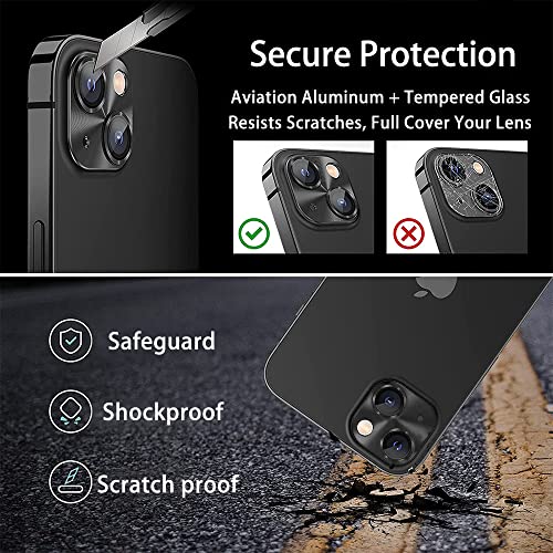Niboow Camera Lens Protectors for iPhone 14/14 Plus, Aluminum Alloy 9H Tempered Glass Anti Scratch Camera Cover - Image 2