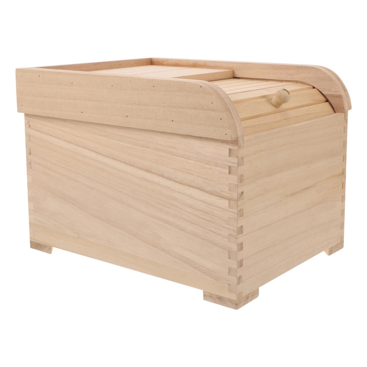 WOONEKY Holz Reisbehälter 10kg in Beige mit Deckel für Lebensmittel | Rollverschluss, Trockene Lagerung, Praktische Größe für Vorrat und Küche