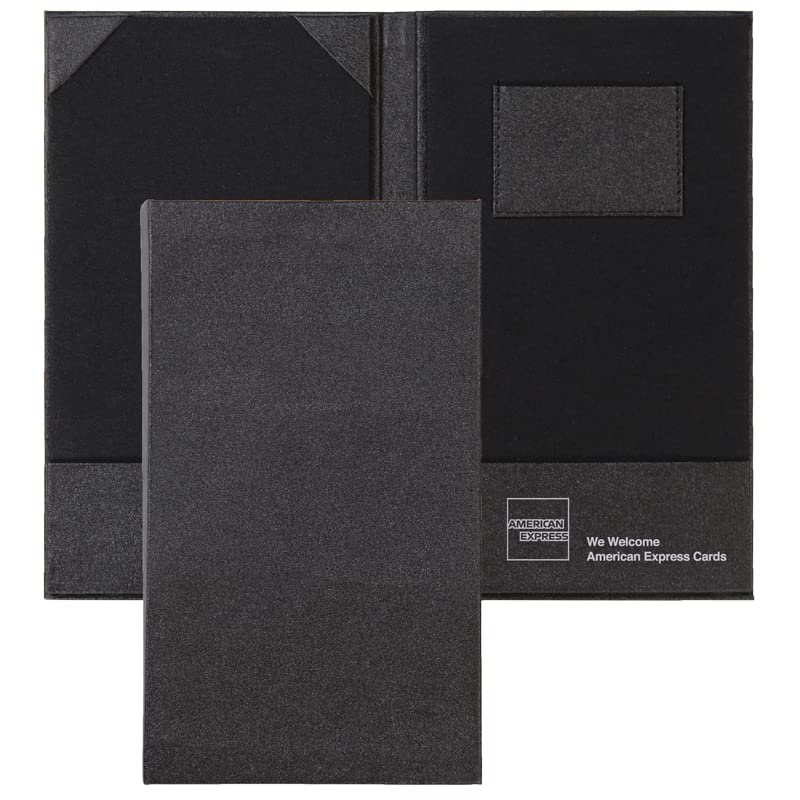10-American Express Premium Restaurant Large Hard Cover-Black Silver- Double Panel Guest Check Presenters (10)
