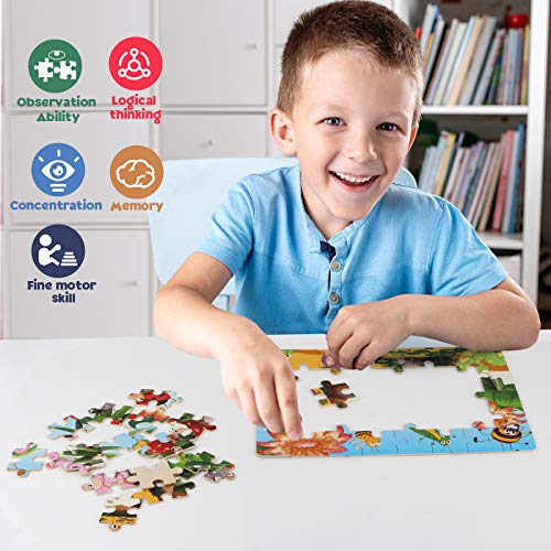 Synarry Wooden Jigsaw Puzzles For Kids Age 3-5 Year Old, 4 Pack 24-40 Pieces Preschool Educational Learning Toys Gift Set For Children Boys And Girls, Sea Life, Insects, Animals, Dinosaurs Themes #TOP5