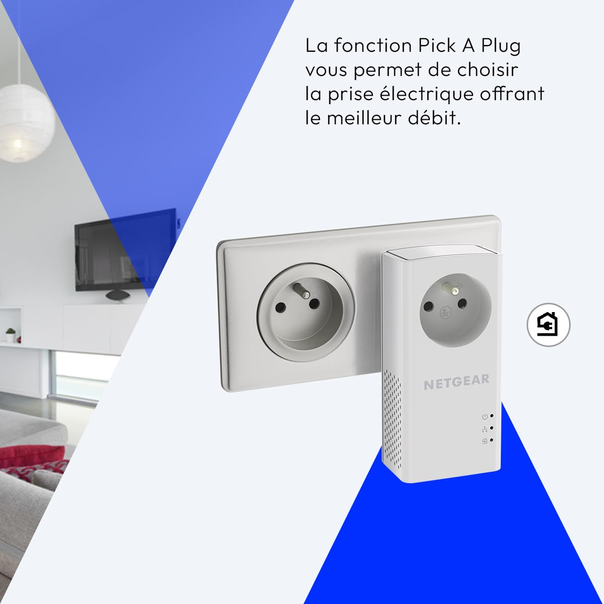 NETGEAR CPL WiFi PLPW1000-100FRS avc Prise filtrée et 1 Port Ethernet, idéal pour Avoir Internet Partout dans la Maison et Profiter du Service Multi-TV à la Maison