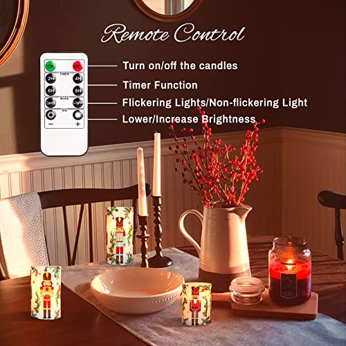 Image of Chrismtas Nutcracker Soldiers Flameless Candles Decorations with Remote, Battery Opreated Flickering LED Candle Light, Real Wax Holiday Candles, Xmas Gift for Home Party Decor