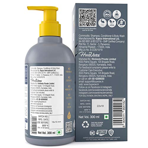 Image of WOW Skin Science Kids 3 in 1 Wash - Shampoo + Conditioner + Body Wash - Caped Crusader Batman Edition - No Parabens, Color, Mineral Oil, Silicones & Sulphate, 300 ml