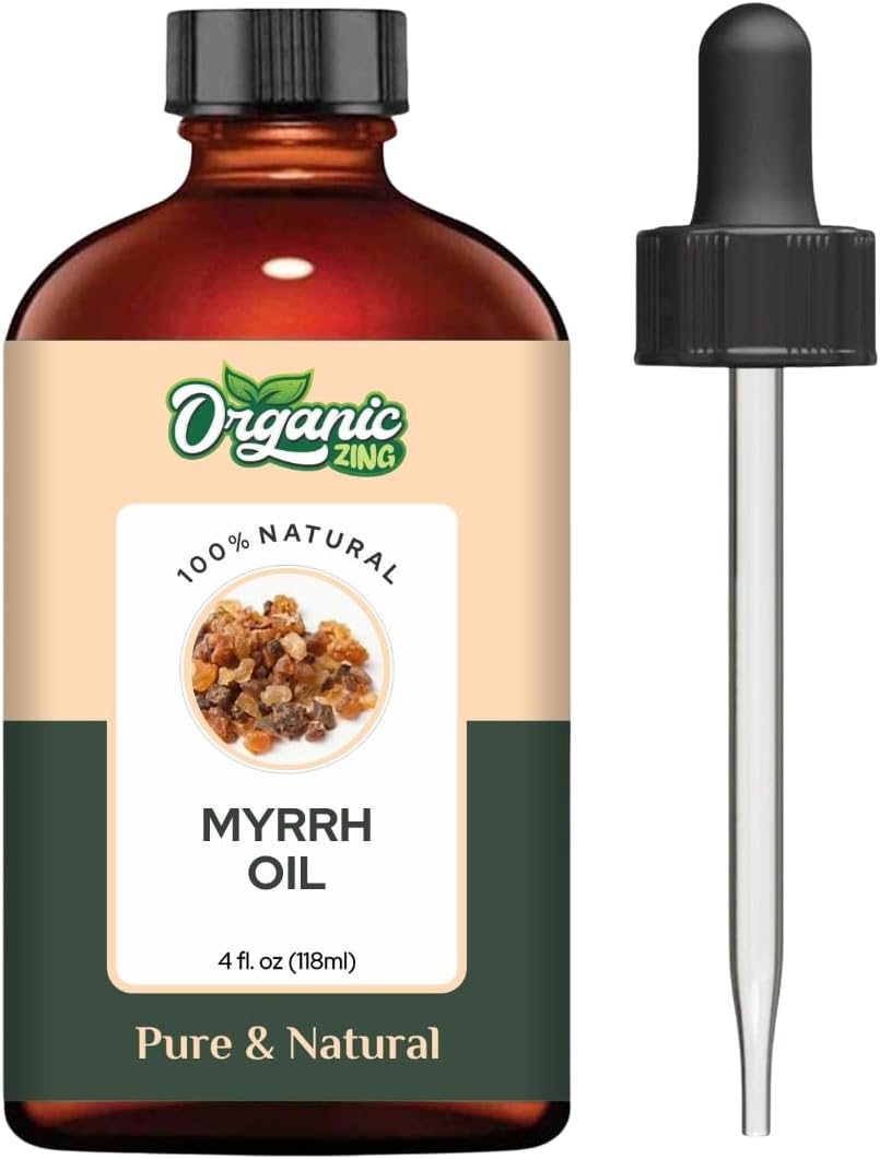 Organic Zing Myrrh Oil (Commiphora Myrrha) Oil | Pure & Natural Essential Oil for Aroma, Diffuser, Skincare & Massage - 118ml/3.99fl oz