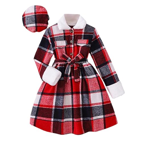 Robe à carreaux manches longues pour fille de 8 à 12 ans style chic