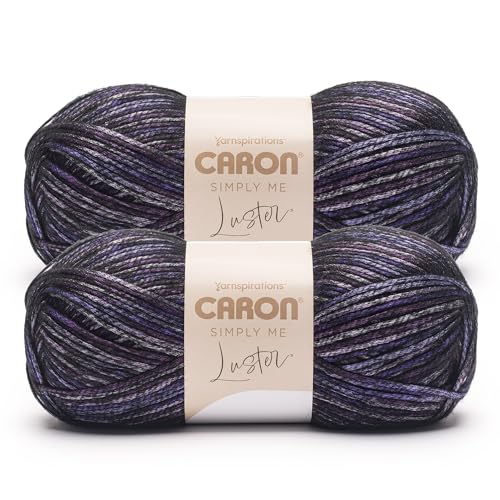 Image of Caron Simply Me Luster Yarn for Crocheting Soft, Amethyst, 2-Pack | #4 Worsted Yarn, 65% Nylon & 35% Acrylic, Lustrous Blend Yarn for Crocheting, Knitting & Garments, 360yds, 170g /6oz per skein