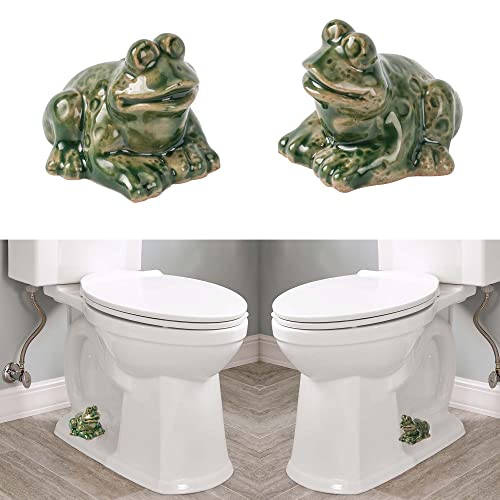 Image of ZUNON Toilet Bolt Caps, Decorative Toilet Bolt Covers, Ceramic Cute Frog Covers Toilet Bolts Bathroom Decor Easy Installation Set of 2 (Green Frog)