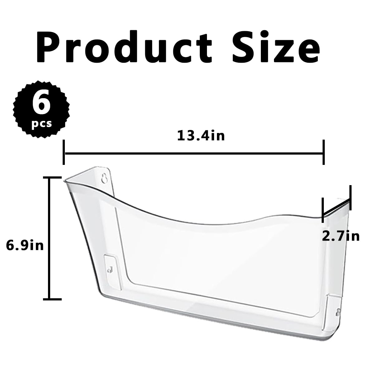 Voittozege 6 Pcs Clear Plastic Wall Folders Acrylic File Holder, 13.4x6.9 Inch Single Acrylic Wall File Organizer for Office and Home