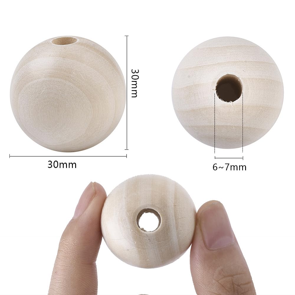 DanLingJewelry Holzperlen für Makramee, Heimdekoration, 30 mm, 150 Stück