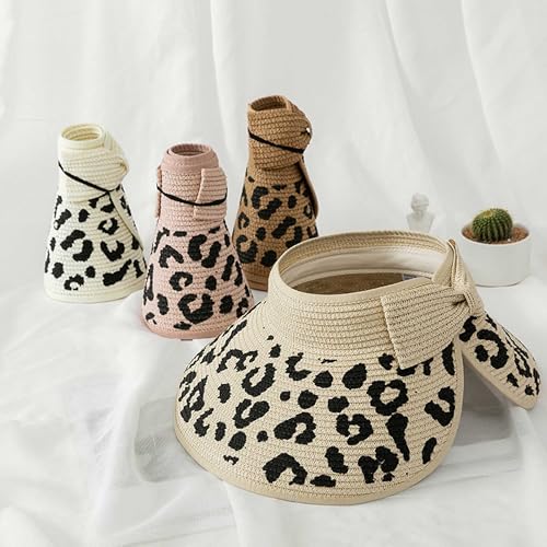 Sombrero de paja con ala ancha estampado leopardo miniatura 5