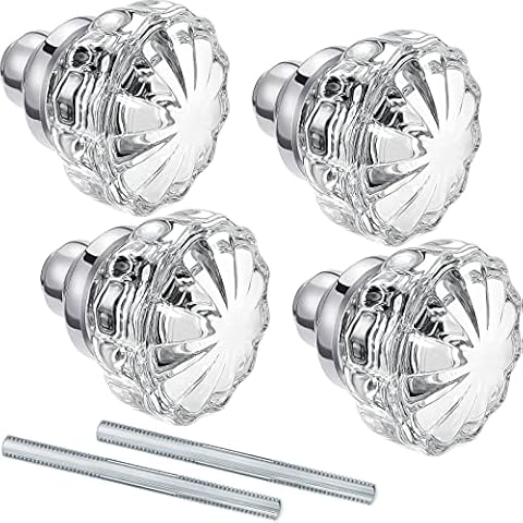 2 Set Crystal Door Knobs Mortise Style Fluted Glass Door Knobs Antique Door Knobs with Spindle Antique Doorknobs for Interior Doors (Silver) Cover