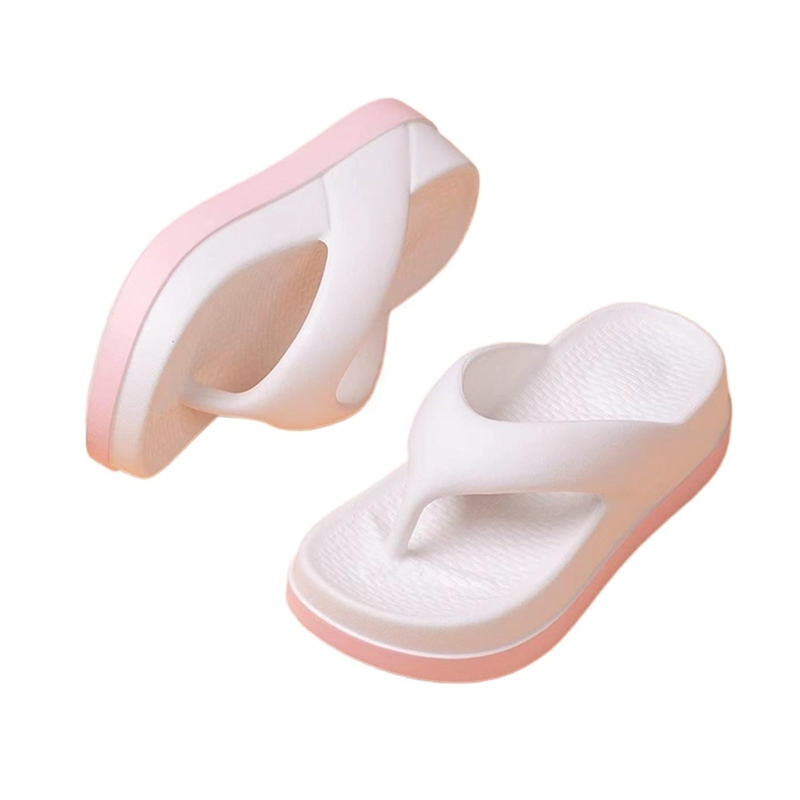 GIJMZY Women's Flip-flops Summer Outdoor And Indoor Thick-soled Sandals 5cm Increase Height Slippers For Beach(WHITE,37-38)