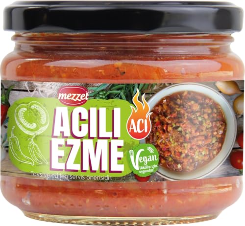 Geleneksel Acılı Ezme 300 g -%60 Domates Oranlı Koruyucusuz Vegan Meze