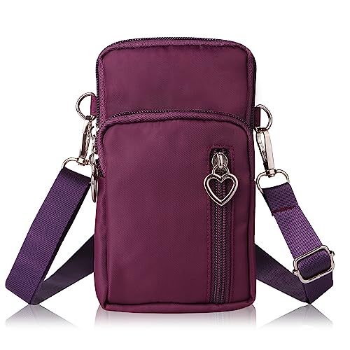 Women Cell Phone Purse Wristband Sport Armband Wallet Travel Crossbody Cell Phone Purse for Galaxy S10 Plus S9 Plus A50 A7 J7,OnePlus 6T,HTC U12 (Purple)