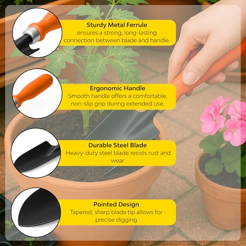 Image of Kraft Seeds Garden Trowel - 1 PC, Metal Blade, Ergonomic Handle, Heavy-Duty Transplanting & Digging Hand Tool for Indoor, Balcony & Outdoor Gardening, Gardening Tools for Home Garden