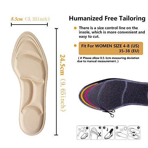 Image of Shoe Insoles Women, Arch Support Insoles Breathable, New Material,5D Sponge Barefoot Comfort Insoles and High Heel Inserts (Beige(Women))