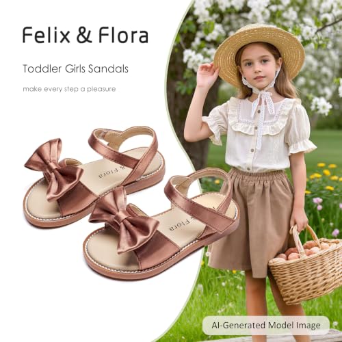 Image of Felix & Flora Toddler Girl Sandals - Little Girl Easter Dress Shoes Lightweight Open Toe Beach Holiday Flats