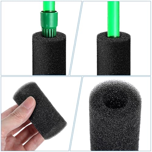 Image of Xinjoduz 6 PCS Aquarium Filter Sponge, Round Black Pre-Filter Sponge for Aquarium Shrimp Fry Fish Tank Filter Pump Sponges Replacement Foam Cover Accessories (3.2 inch x 1.6 inch, 0.8 inch Hole)