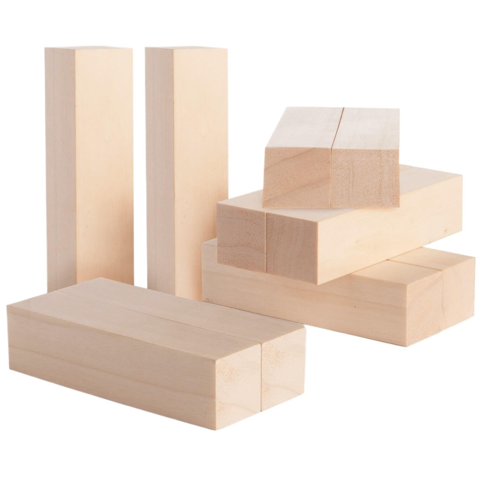 MRVAKDYDI Basswood Carving Blocks, Basswood Carving Blocks Burlywood Multiple Sizes Pack Of 10 Or 12 Pcs(12PCS)